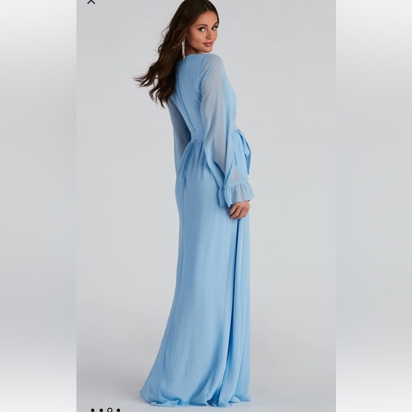 Maya Long Sleeve Chiffon A-Line Dress - Picture 3 of 5